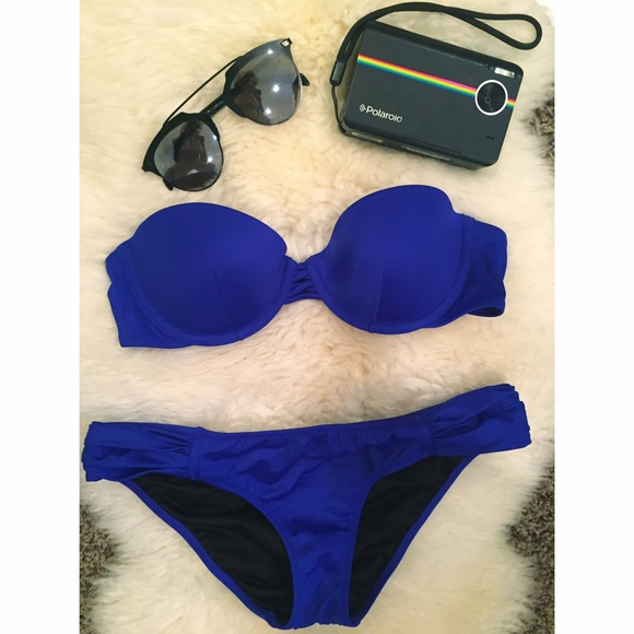 Victoria's Secret Blue Strapless Bikini Set
