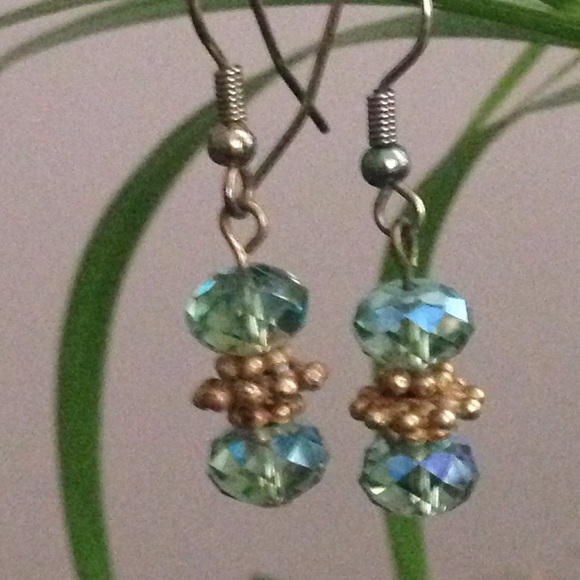 Earrings, gold plated and semi precious stone
