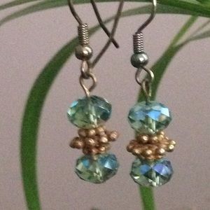 Earrings, gold plated and semi precious stone