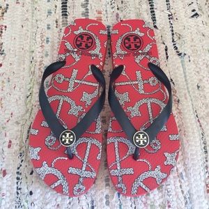 Tory Burch Nautical Rubber Flip Flops!