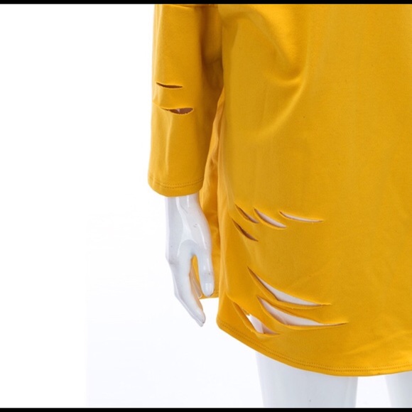 Stylish Destroyed Casual T-Shirt Dress - Picture 3 of 7