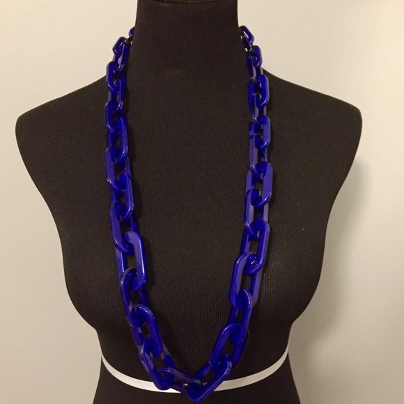 Resin Link Infinity Necklace in Dark Blue