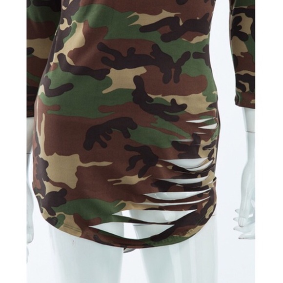 Stylish Camouflage Destroyed T-shirt - Picture 7 of 8