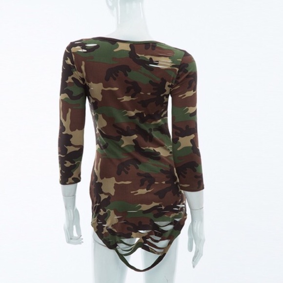 Stylish Camouflage Destroyed T-shirt - Picture 4 of 8