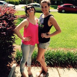 Pink flowy scrappy top