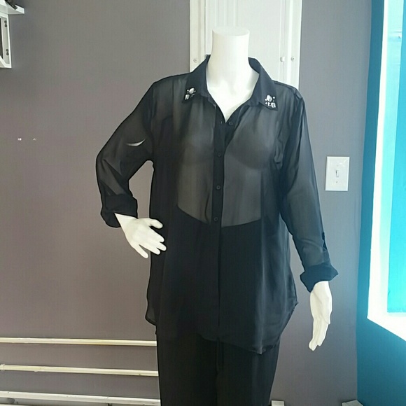 Sheer black blouse