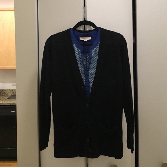 LOFT Black Button Cardigan