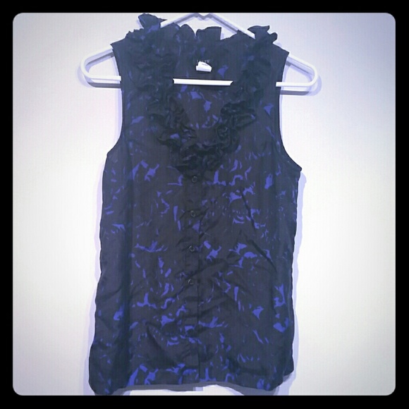 J. Crew Abstract Floral Ruffle Blouse