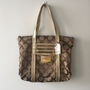 Gold + Tan Coach Poppy Tote