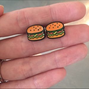 🍔 Adorable Cheeseburger Enamel Stud Earrings