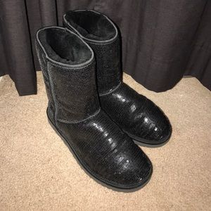 Black sequin ugg boots