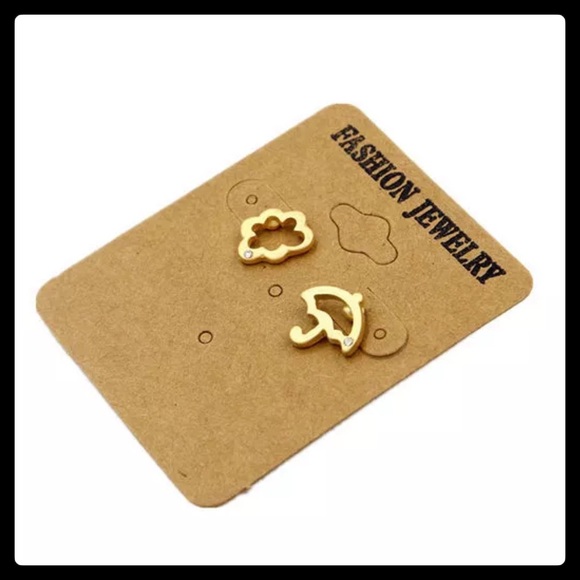 Jewelry - Gold Cloud & Umbrella Earrings