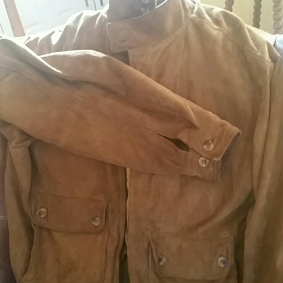 SALE..Men's leather suede jacket.  large. Caramel.