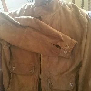 SALE..Men's leather suede jacket.  large. Caramel.