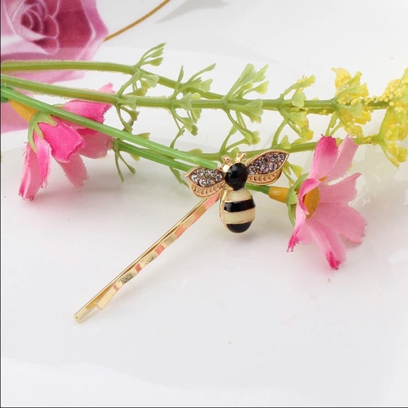 Pair of Pink Bee Insect Hair Pins Clips Barrette - Picture 4 of 4