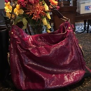 Coach Patent Leather Purple Shoulder Bag