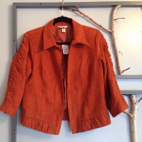 Burnt Orange Faux Suede Jacket