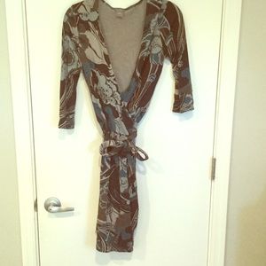 Ann Taylor printed wrap dress EUC