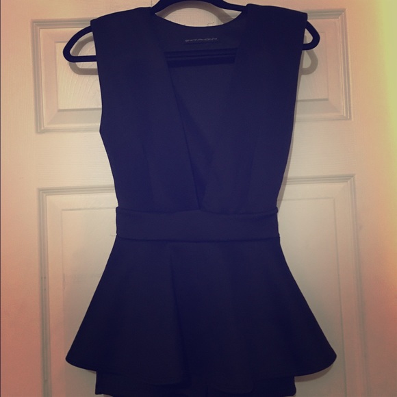 Symphony Peplum Romper in Black