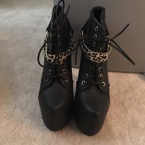 Black platform booties
