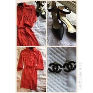 Gently used orange button up dress with collar