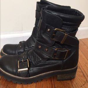 steampunk cosplay anime leather combat boots