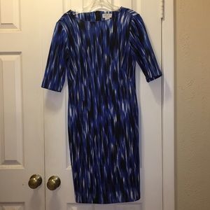 Scuba Sheath Blue Pattern Dress - XS
