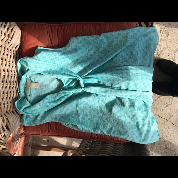 Aqua and white blouse