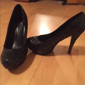 Black sparkle heels