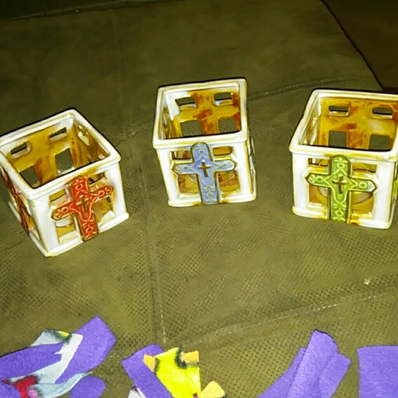 Other - 3 cross T-lite holders. Other - 3 cross T-lite holders.