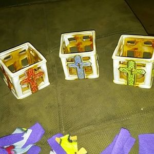Other - 3 cross T-lite holders. Other - 3 cross T-lite holders.