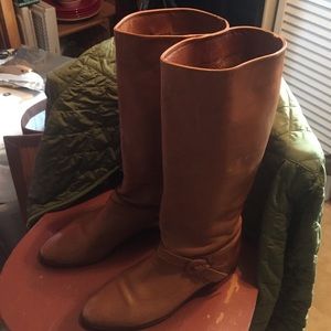 Brown leather boots