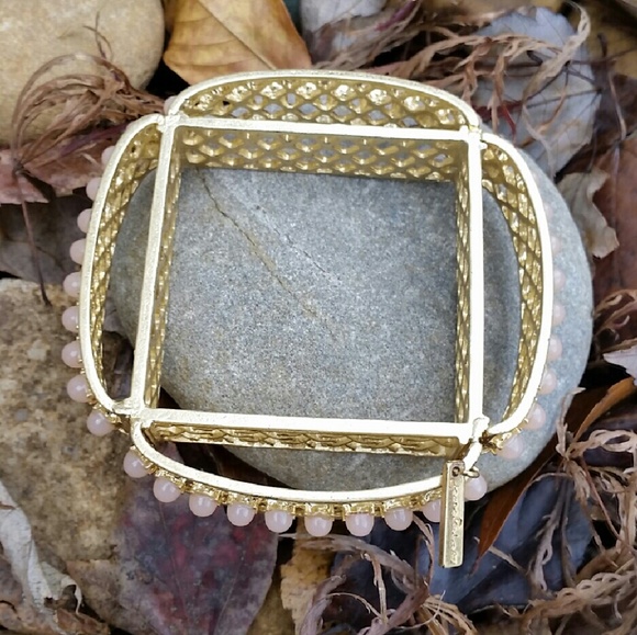 Peach and Gold Birdcage Bangle Bracelet - Picture 2 of 3