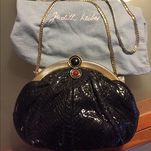 Vintage Judith Leiber Black Snakeskin Bag