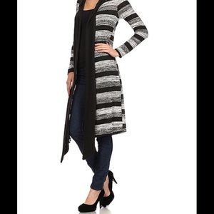 NWOT Black & White Stripe Long Cardigan