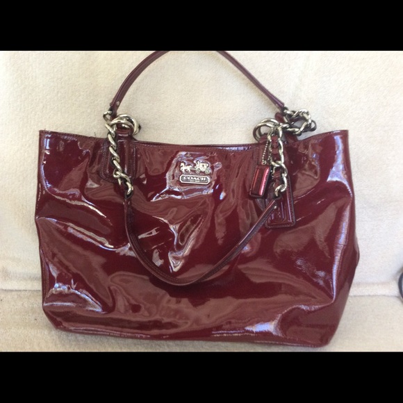 Coach cherry patent shoulder bag