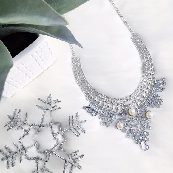 Erica Rose Jewelry - "Lydia" Necklace || Clear Crystal Pearl Statement