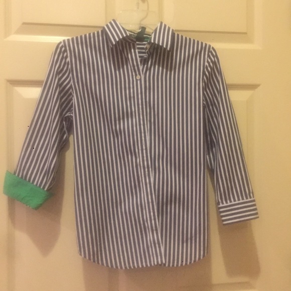 Blue and white striped Ralph Lauren