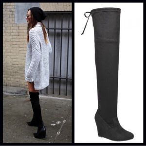 OTK black wedge boots NWOT