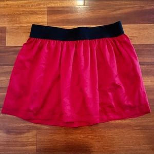 Red satin skirt
