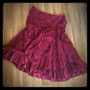 Burgundy corduroy ruffled skirt