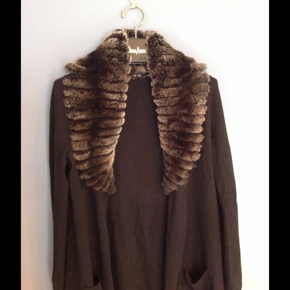 Theory Meilliza Fur collar Cashmere cardigan (M)