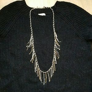 DONATED AEO Black & Silver Fringe Necklace