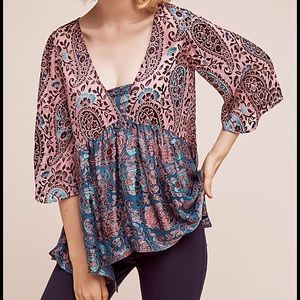 Anthropologie velvet burn out top, L