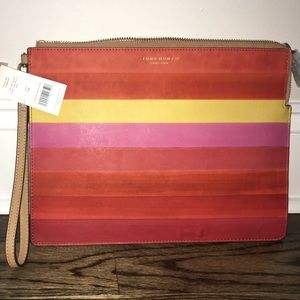 Tory Burch Block-T Degrade Large Pouch Clutch Bag