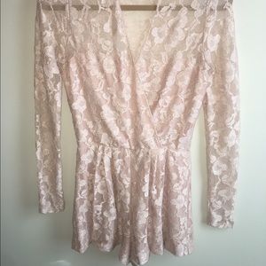 Rose Gold long sleeve lace romper