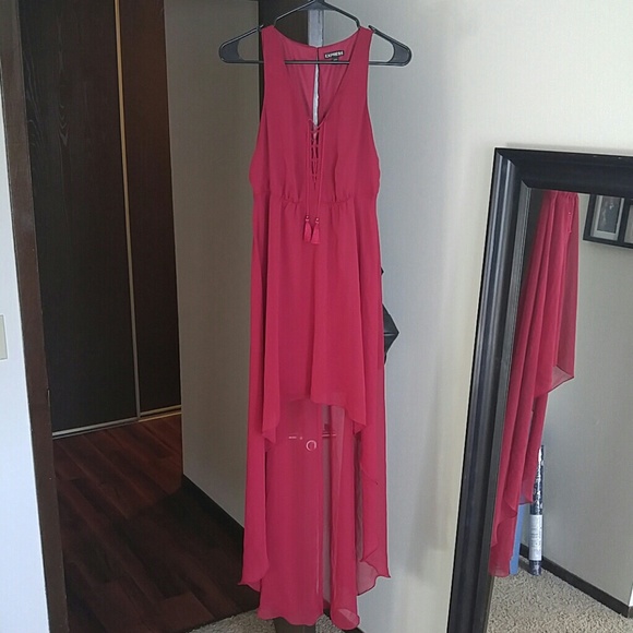 High-Low Burgundy-Wine XS Dress