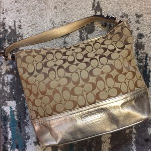 Authentic gold Coach shoulder tote