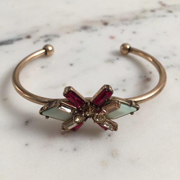 "Arden" Bracelet || Magenta & Mint Crystal Cuff - Picture 2 of 6