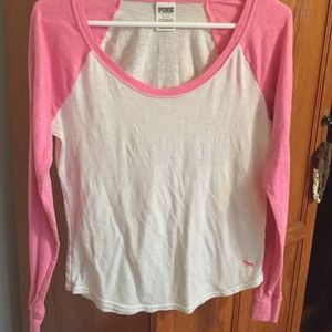 PINK Long Sleeve Baseball Tee